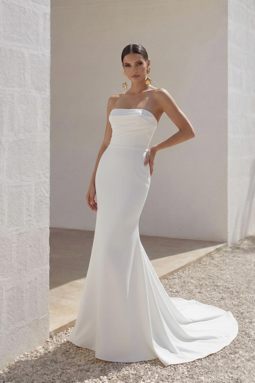 Trumpet-Mermaid Chapel Train Elastic Cloth Wedding Dress CW3246 - 25 Days / Ivory / US0-UK2-EUR30 - COCOMELODY